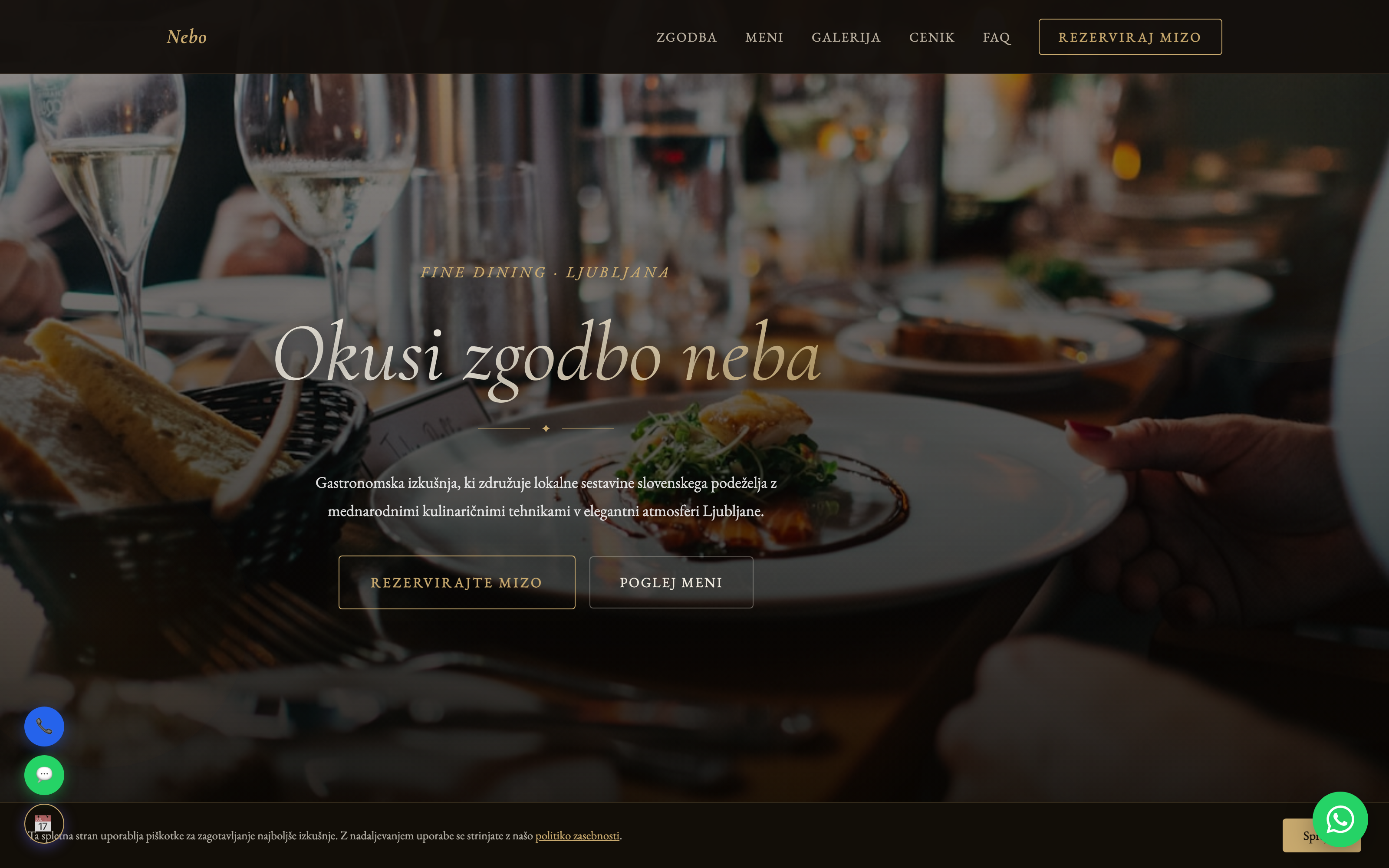 Primer spletne strani za restavracijo